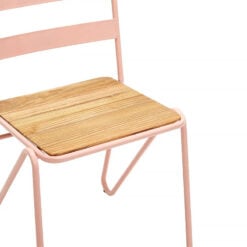Set Of 2 Imogen Pastel Pink Metal And Elm Wood Dining Chairs