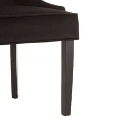 Tulsa Black Velvet Scoop Button Back Dining Chair With Black Wood Legs
