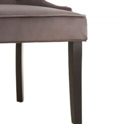 Tulsa Storm Grey Scoop Button Back Dining Chair With Black Wood Legs