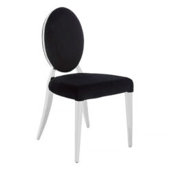 Set Of 2 Vegas Black Velvet Oval Back Armless Dining Chairs With Chrome Legs