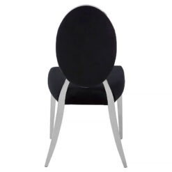 Vegas Black Velvet Oval Back Armless Dining Chair With Chrome Legs