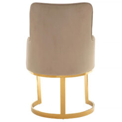 Wellington Beige Velvet Scoop Back Tub Dining Chair With Gold Legs