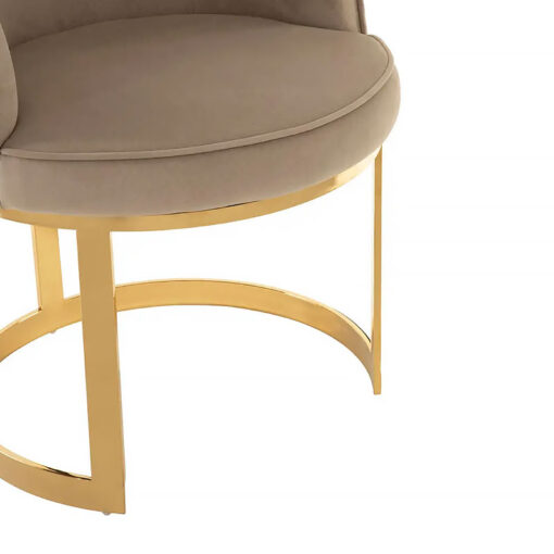 Set Of 2 Wellington Beige Velvet Scoop Back Tub Dining Chairs With Gold Legs