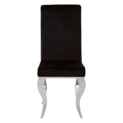 Winchester Black Velvet Armless High Back Dining Chair With Chrome Legs