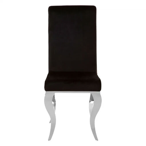 Set Of 2 Winchester Black Velvet Armless High Back Dining Chairs With Chrome Legs