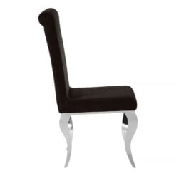 Winchester Black Velvet Armless High Back Dining Chair With Chrome Legs
