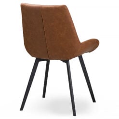 Chiara Industrial Tan Brown Faux Leather Dining Chair With Black Legs