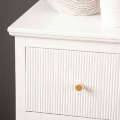 Ebony Warm White Wood 4 Drawer Chest Of Drawers With Gold Handles