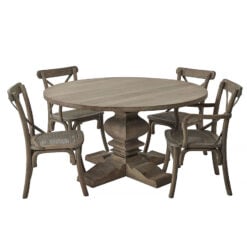 French Country Cottage Cross Back Carver Natural Wood Dining Chair