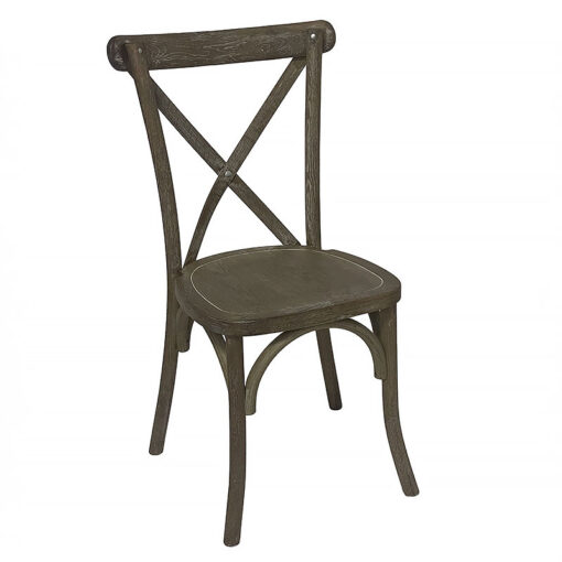 French Country Cottage Cross Back Oak Wood Dining Chair