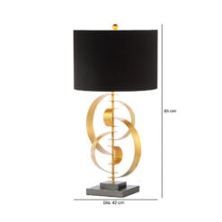 Gold Metal Leaf Table Lamp With Black Linen Shade 85cm
