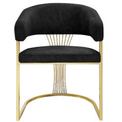 Lexington Black Leathaire Faux Leather Dining Chair With Gold Legs