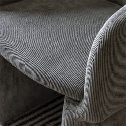 Lois Retro Style Grey Corduroy Fabric Tub Dining Chair