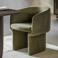 Lois Retro Style Moss Green Fabric Tub Dining Chair