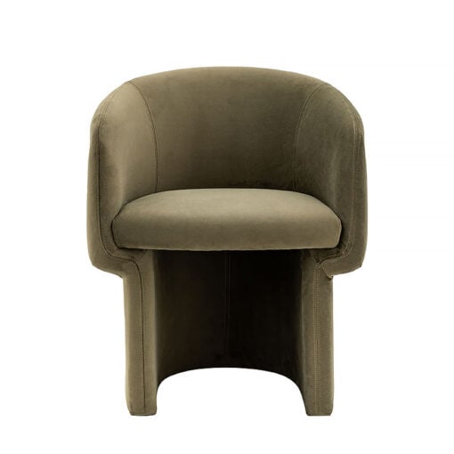 Lois Retro Style Moss Green Fabric Tub Dining Chair