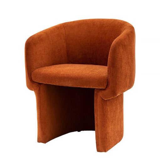 Lois Retro Style Rust Red Fabric Tub Dining Chair