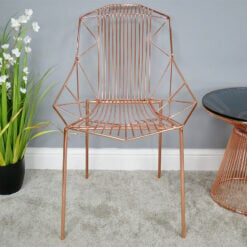 Set Of 2 Darby Industrial Copper Metal Wire Tub Dining Chairs