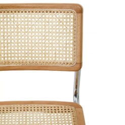 Set Of 2 Elvira Rattan Cane Armless Dining Chairs With Chrome Legs