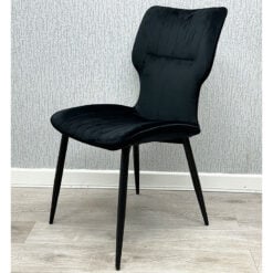 Set Of 2 Gigi Black Velvet Armless Curved Back Dining Chairs