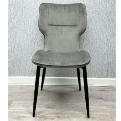 Set Of 2 Gigi Grey Velvet Armless Curved Back Dining Chairs