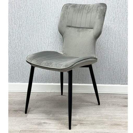 Set Of 2 Gigi Grey Velvet Armless Curved Back Dining Chairs