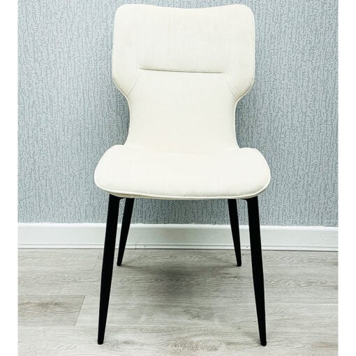 Set Of 2 Gigi Mink Velvet Armless Curved Back Dining Chairs