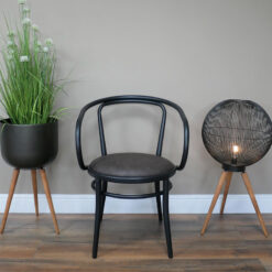 Set Of 2 Gwyneth Industrial Black Metal And Faux Leather Dining Chairs