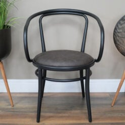 Set Of 2 Gwyneth Industrial Black Metal And Faux Leather Dining Chairs
