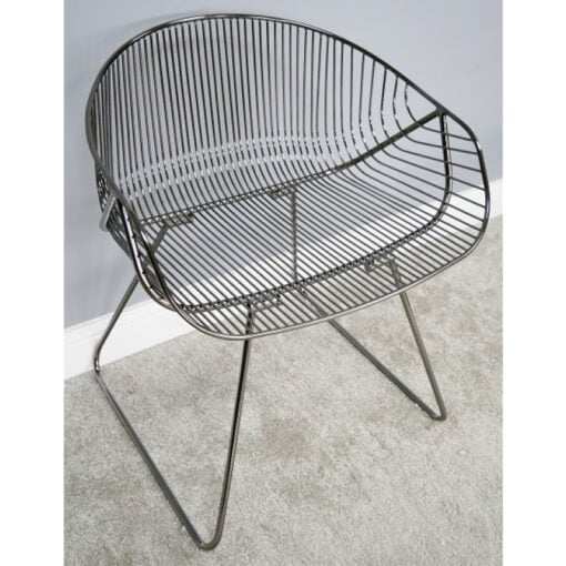 Set Of 2 Hilda Industrial Black Chrome Metal Wire Tub Dining Chairs