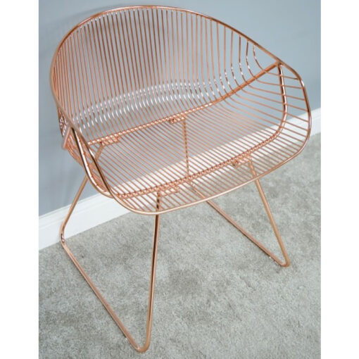 Set Of 2 Hilda Industrial Copper Metal Wire Tub Dining Chairs