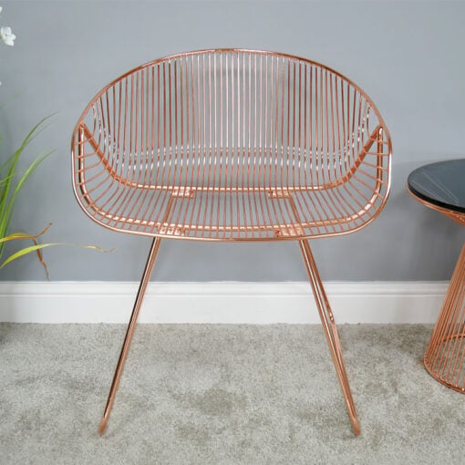 Set Of 2 Hilda Industrial Copper Metal Wire Tub Dining Chairs