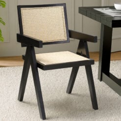 Set Of 2 Juna Black Cebu Rubberwood And Rattan Cane Dining Chairs