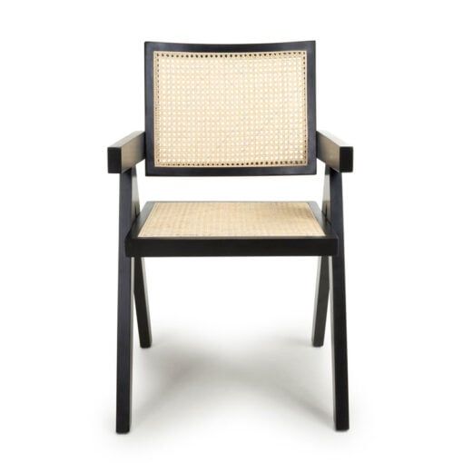 Set Of 2 Juna Black Cebu Rubberwood And Rattan Cane Dining Chairs