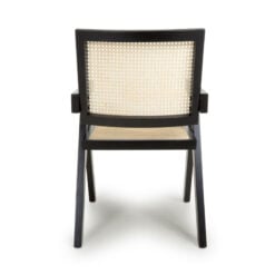 Set Of 2 Juna Black Solid Teak Wood And Rattan Cane Dining Chairs