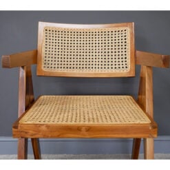 Set Of 2 Juna Solid Teak Wood And Rattan Cane Dining Chairs