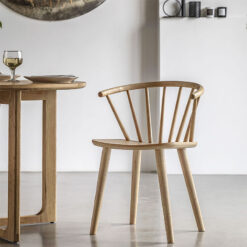 Set Of 2 Maude Natural Solid Ash Spindle Back Dining Chairs