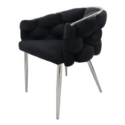 Set Of 2 Trixie Black Velvet Bubble Dining Chairs With Chrome Legs
