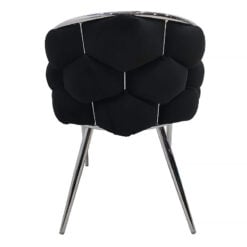 Set Of 2 Trixie Black Velvet Bubble Dining Chairs With Chrome Legs
