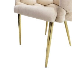 Set Of 2 Trixie Cream Velvet Bubble Dining Chairs With Gold Legs