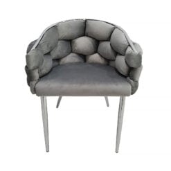 Set Of 2 Trixie Grey Velvet Bubble Dining Chairs With Chrome Legs