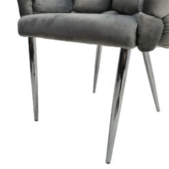 Set Of 2 Trixie Grey Velvet Bubble Dining Chairs With Chrome Legs