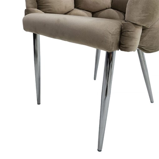 Set Of 2 Trixie Taupe Velvet Bubble Dining Chairs With Chrome Legs