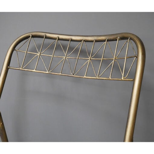 Set Of 2 Zira Antique Gold Metal Folding Retro Dining Chairs