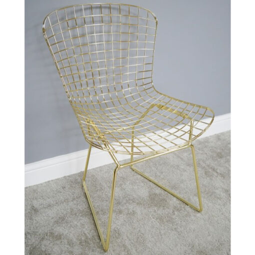 Set Of 4 Fiorella Industrial Gold Metal Wire Dining Chairs