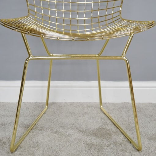 Set Of 4 Fiorella Industrial Gold Metal Wire Dining Chairs