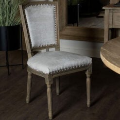 Set of 2 Darcy Grey Woven Fabric And Solid Rubberwood Dining Chairs