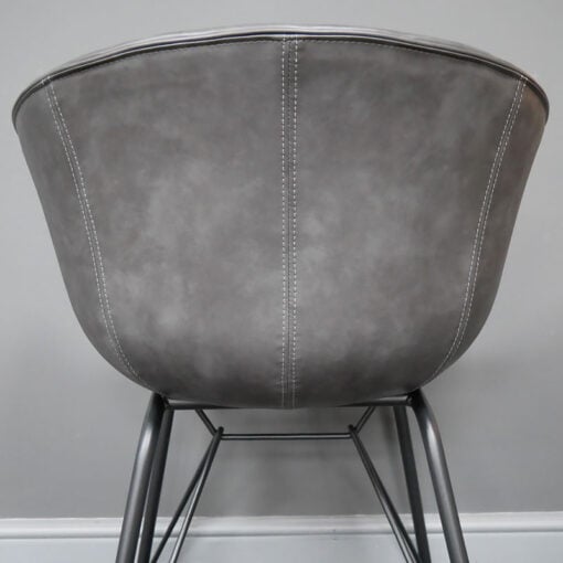 Sigrid Grey Faux Leather Tub Dining Chair With Black Legs