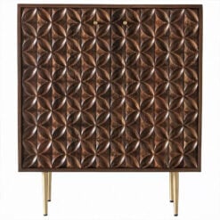 Aine Boho Brown Wood 2 Door Sideboard Cabinet With Brass Gold Legs