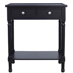 Arabella Small Slim Black Wood 2 Drawer Console Table Hallway Table