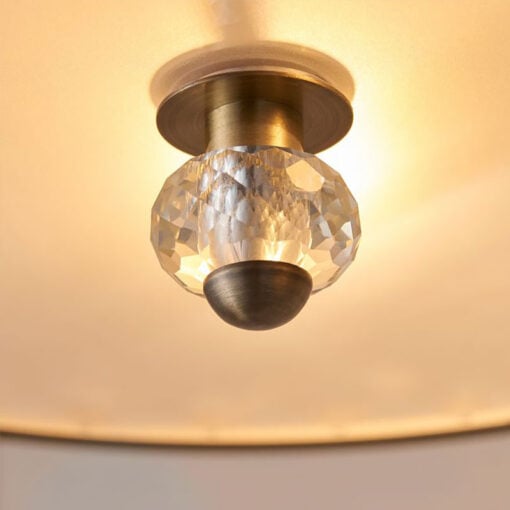 Aurora Antique Gold Brass And Crystal Flush Ceiling Light Pendant Lamp